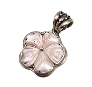 Ancient Echos Mother Of Pearl Sterling Silver Southwestern Style Pendant 12.3 G