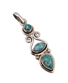 Southwestern Style Turquoise Sterling Silver Pendant 6.5 G