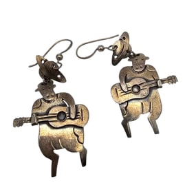 Mexico Taxco TS-79 Sterling Silver Musical Cow Earrings 10 G