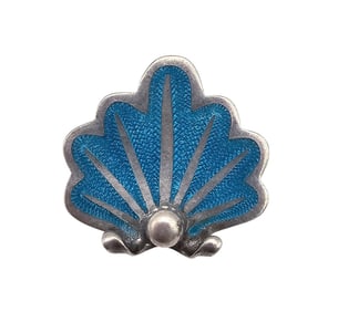 Mexico Enamel Sterling Silver Shell With Pearl Brooch 7.3 G