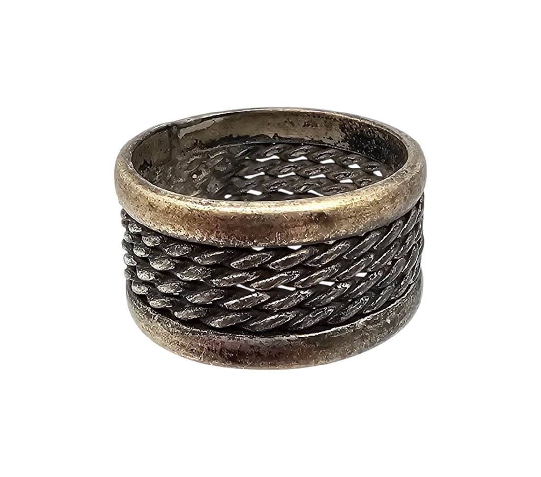 Mexico Sterling Silver Weave Design Ring Size 6.25 6.5 G (1 of 3)