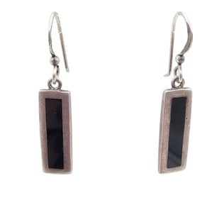 Onyx Sterling Silver Earrings 3.9 G
