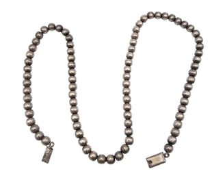 Mexico Taxco TD-29 Sterling Silver Bead Necklace 78.6 G