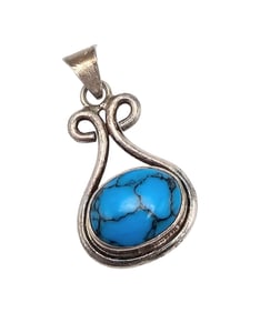 Mexico Taxco TW-76 Turquoise Sterling Silver Pendant 12.4 G