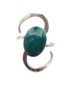 Mexico Malachite Sterling Silver Modernist Ring Size 8.5 3.9 G