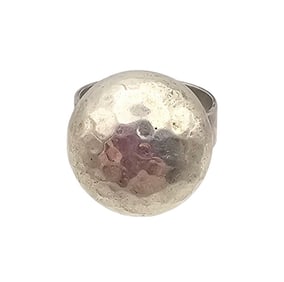 Mexico Sterling Silver Hammered Modernist Adjustable Ring 8.5 G
