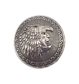 Mexico Sterling Silver Chief In Eagle Headdress Pendant Brooch 7.3 G