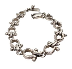 Mexico Sterling Silver Horse Bridle Hinge Link Bracelet 28.6 G