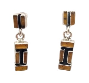 Mexico Taxco ?C-45 Amber Sterling Silver Cobblestone Earrings 12.4 G