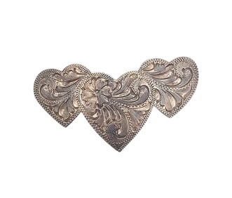 VOGT Mexico Sterling Silver Triple Heart Pendant 4.4 G