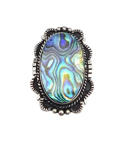 Mexico Abalone Sterling Silver Ornate Ring Size 6.25 8.1 G