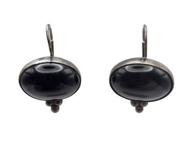 Mexico Onyx Sterling Silver Earrings 7.3 G