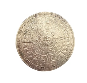 Mexico Sterling Silver Aztec/Mayan Style Round Brooch Pendant 16 G