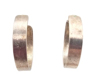 Mexico Taxco TR-756 Sterling Silver Hoop Earrings 11.8 G