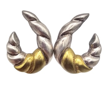 ?ATON Mexico Sterling Silver Two-Tone Earrings 20 G