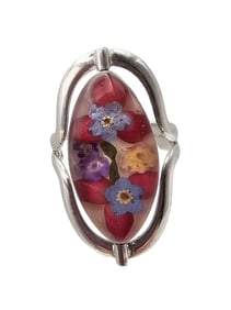 ATI Mexico Jasper Resin Sterling Silver Ring Size 8 8.2 G