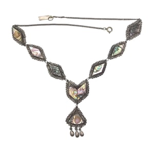 Mexico Abalone Sterling Silver Necklace 29 G