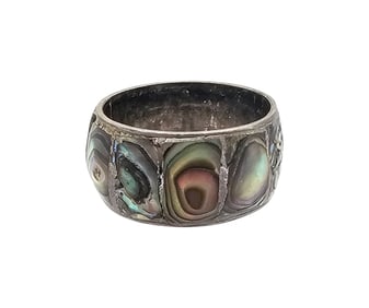Mexico Abalone Sterling Silver Ring Size 7.5 2.4 G