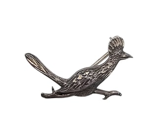 Mexico Sterling Silver Roadrunner Brooch 2.3 G