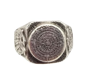 Mexico Sterling Silver Aztec/Mayan Style Ring Size 11.5 13.7 G