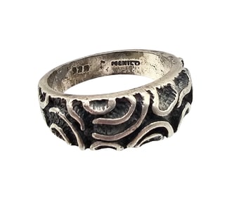 Mexico Sterling Silver Modernist Swirl Ring Size 9.25 7.5 G