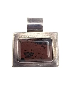 Mexico Taxco TJ-75 Jasper Sterling Silver Pendant 18.6 G