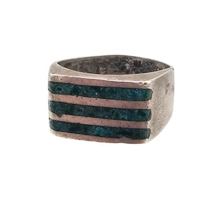 Mexico Crushed Turquoise Sterling Silver Ring Size 9.5 8.4 G
