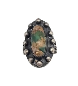 Turquoise Sterling Silver Open Band Ring Size 3.5 6.6 G