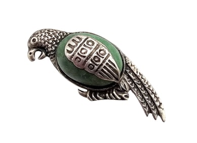 Mexico Turquoise Sterling Silver Parrot Bird Brooch 5.9 G
