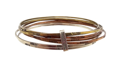 Cobre Mexico Sterling Silver Copper Brass Bangle Bracelet 20 G