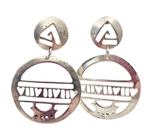 Mexico Taxco Sterling Silver Cut Out Earrings 16.5 G