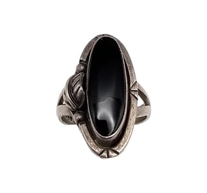 Signed Mexico Onyx Sterling Silver Ring Size 7 6.4 G