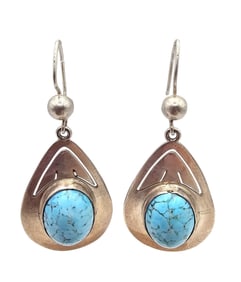 Mexico Taxco CC-05 Howlite Sterling Silver Earrings 17.3 G