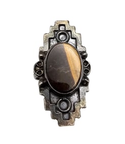 Mexico Tiger's Eye Sterling Silver Ring Size 8.25 5.4 G
