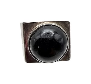 Mexico Taxco TC-241 Onyx Sterling Silver Ring Size 5.5 6.5 G