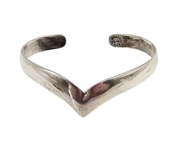 Mexico Taxco TO-30 Sterling Silver Chevron Cuff Bracelet 20 G