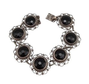 Mexico Rhinestone Sterling Silver Bracelet 25.7 G
