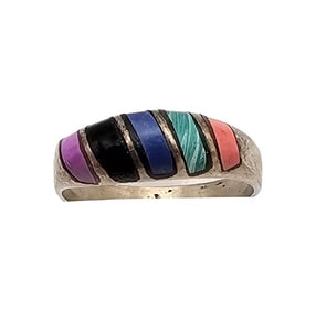 Mexico Multi Stone Sterling Silver Ring Size 4 2 G