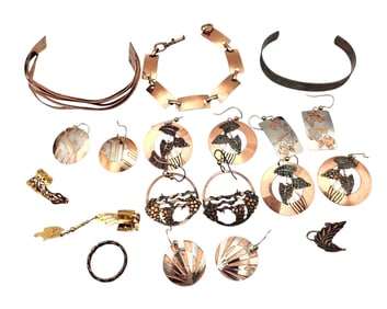 Copper Lot Bracelets Earrings Ring 79.6 G