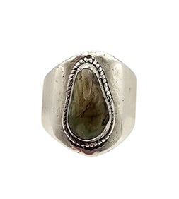 Southwestern Turquoise Sterling Silver Ring Size 8.5 6.5 G