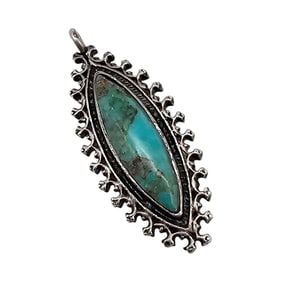 Southwestern Turquoise Sterling Silver Pendant 6.9 G