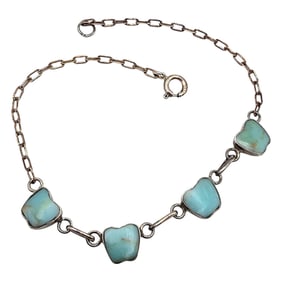 Southwestern Turquoise Sterling Silver Apple Bracelet 2.7 G