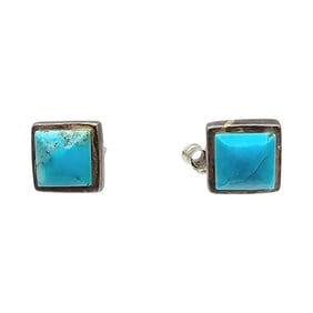 Southwestern Turquoise Sterling Silver Earrings 1.9 G
