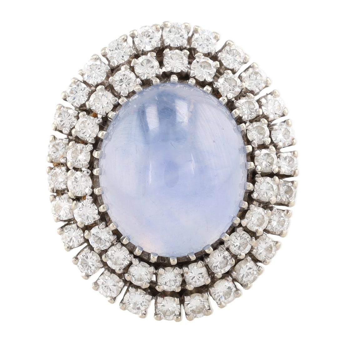 Gray Star Sapphire Diamond 14K White Gold Cocktail Ring Size 8 (1 of 10)