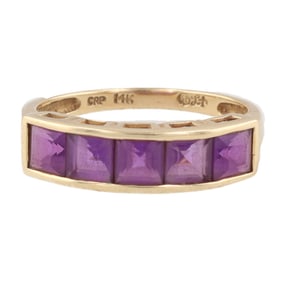 CRP LT Amethyst 14K Gold Cocktail Ring Size 6.75