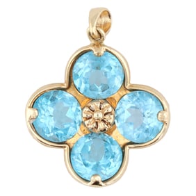 Mexico Topaz 14K Gold Flower Pendant