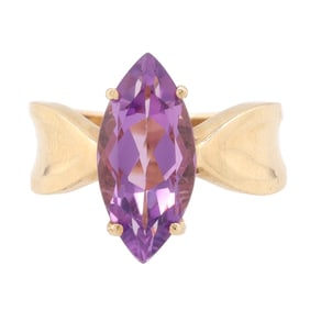 Amethyst 14K Gold Cocktail Ring Size 5.5