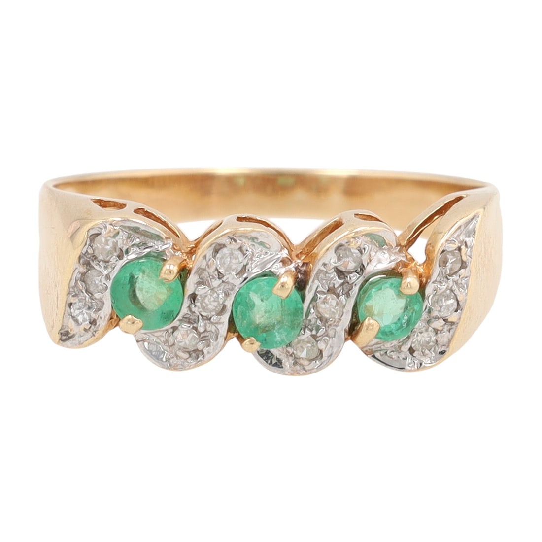 Diamond Emerald 14K Gold Cocktail Ring Size 7.5 (1 of 6)