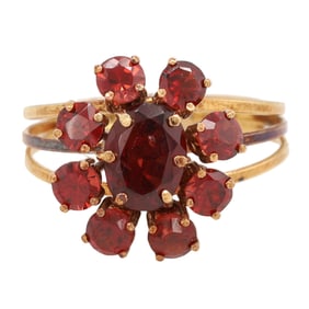 Garnet 18K Gold Cocktail Ring Size 8