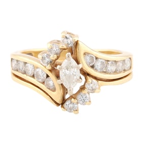 ODI Diamond 14K Gold Wedding Ring Set Size 5.75